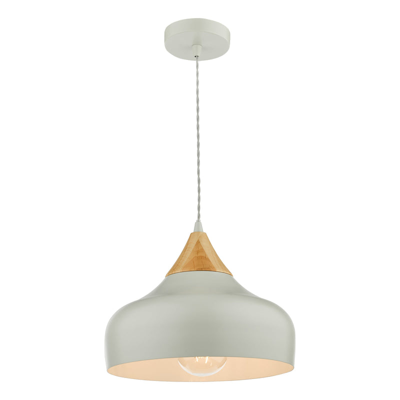 Dar Lighting Gaucho 1 Light Single Pendant Grey And Wood • GAU0139