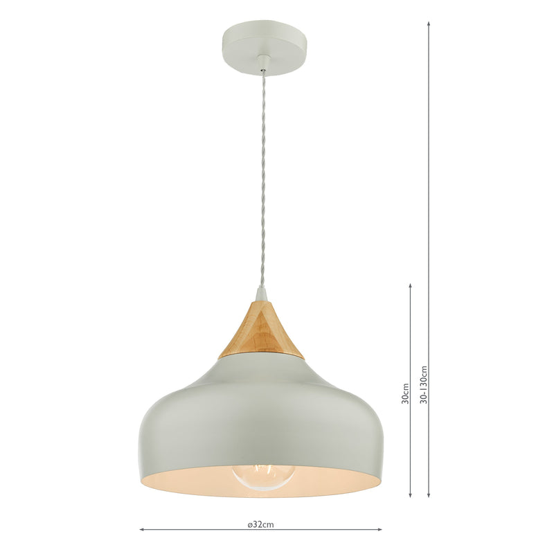 Dar Lighting Gaucho 1 Light Single Pendant Grey And Wood • GAU0139