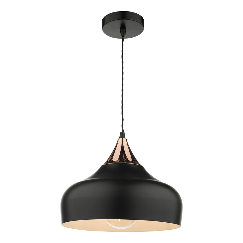 Dar Lighting Gaucho 1 Light Single Pendant Black And Copper • GAU0164