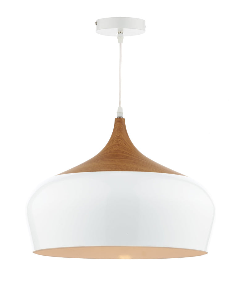 Dar Lighting Gaucho 1 Light Pendant White Large • GAU8602