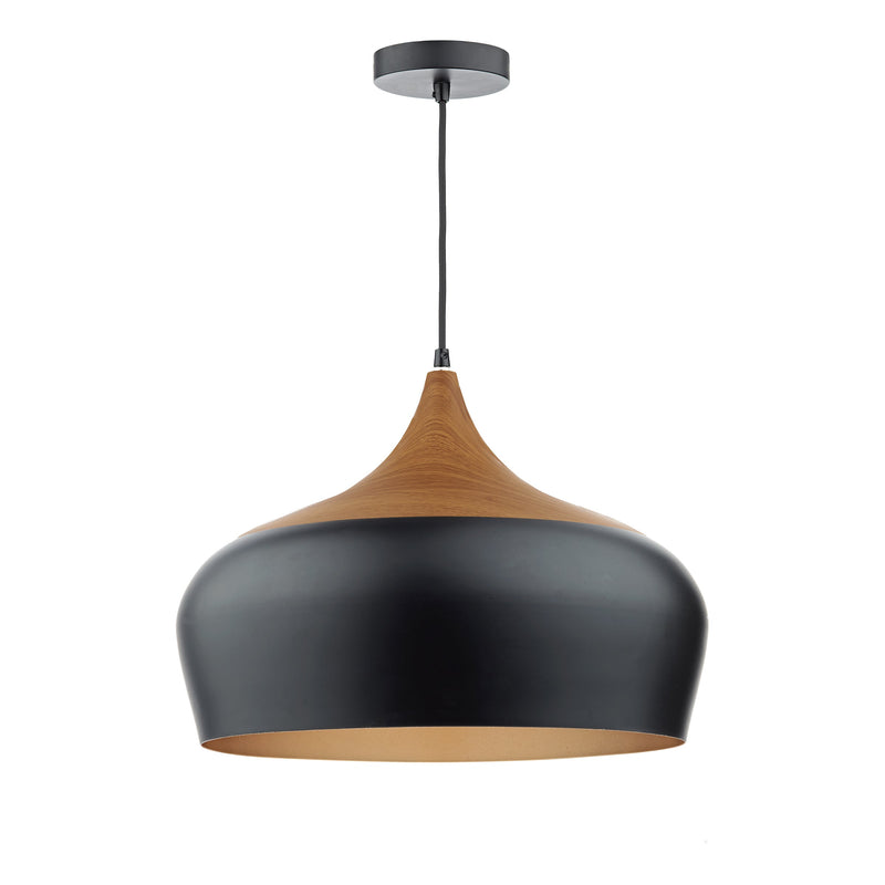 Dar Lighting Gaucho 1 Light Pendant Black Large • GAU8622