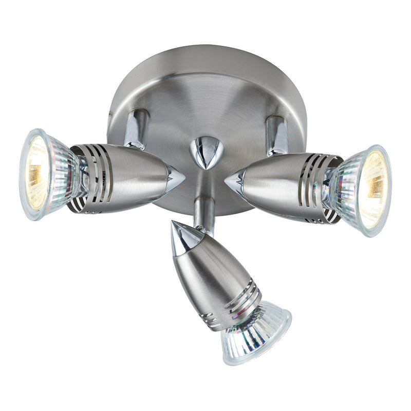 Dar Lighting Gemini 3 Light Plate Spotlight Satin Chrome • GEM7646