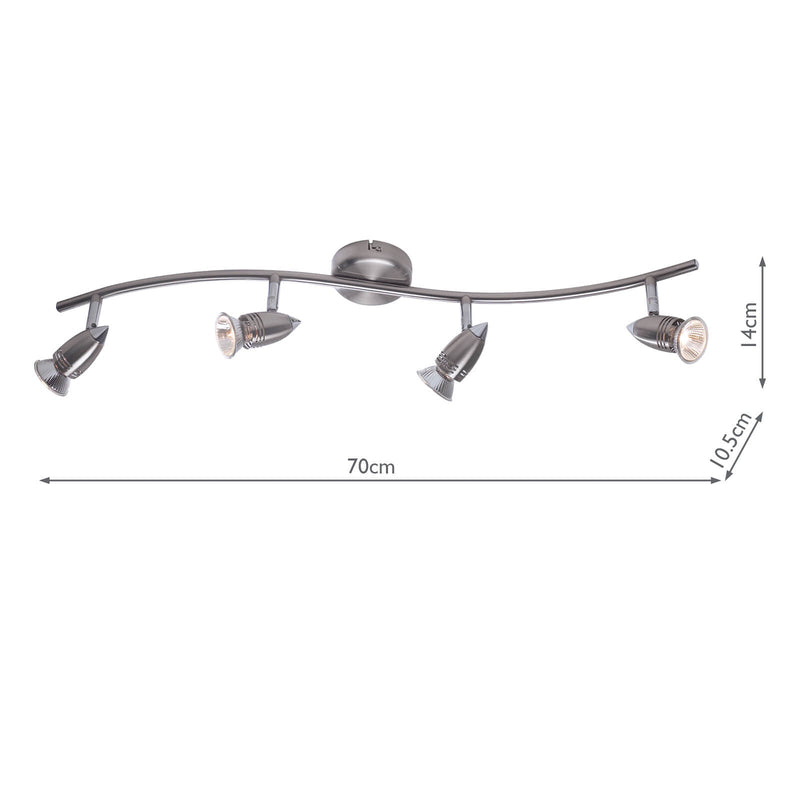 Dar Lighting Gemini 4 Light Bar Spotlight Satin Chrome • GEM8446