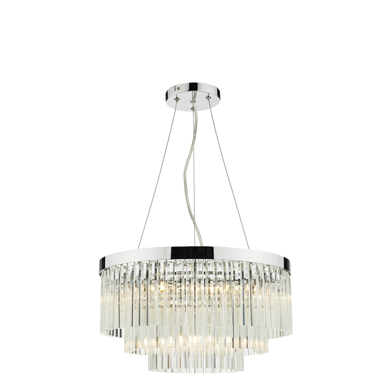 Dar Lighting Giovana 5 Light Pendant Polished Chrome Clear Glass • GIO0508