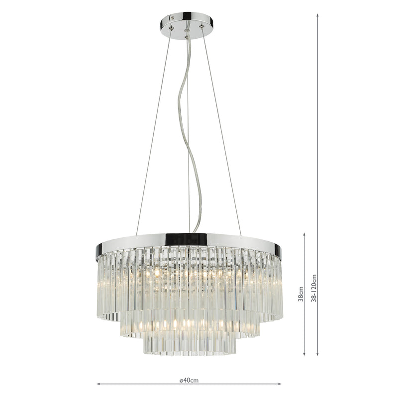 Dar Lighting Giovana 5 Light Pendant Polished Chrome Clear Glass • GIO0508