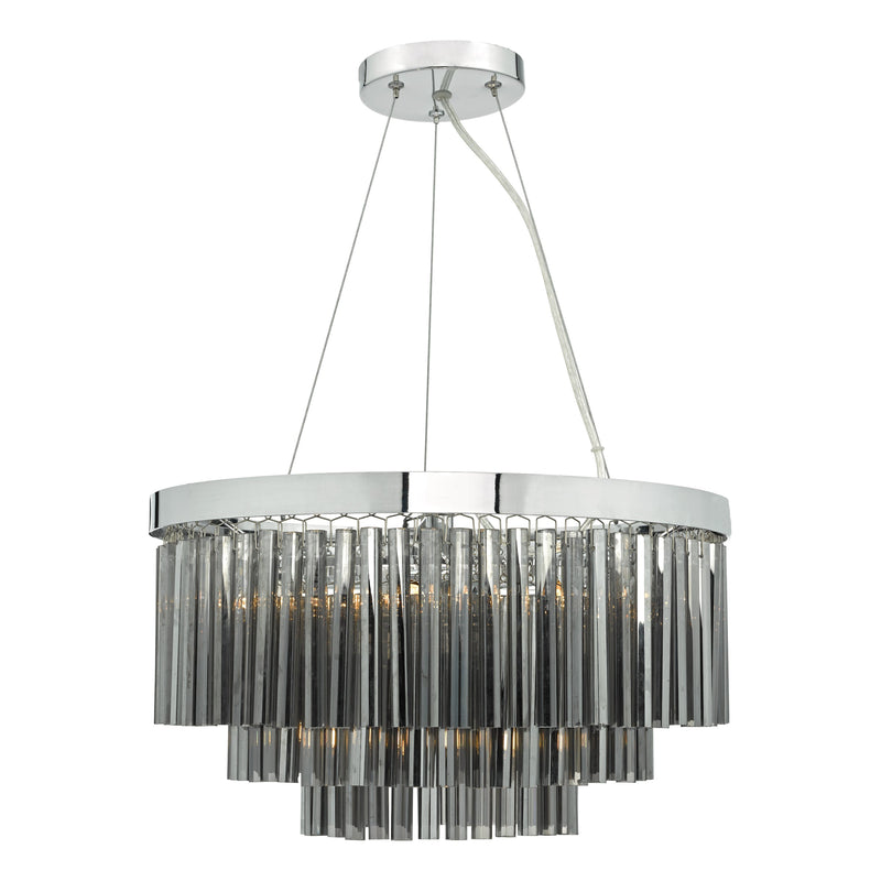 Dar Lighting Giovana 5 Light Pendant Polished Chrome & Smoked Glass • GIO0510