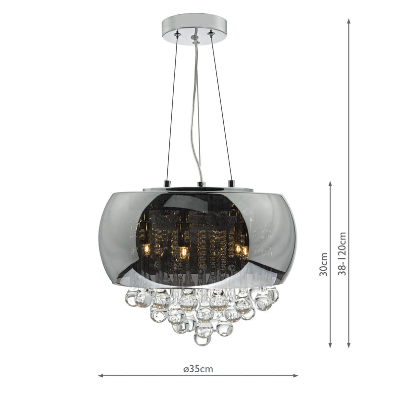 Dar Lighting Giselle 5 Light Pendant Smoked & Clear Glass • GIS0510