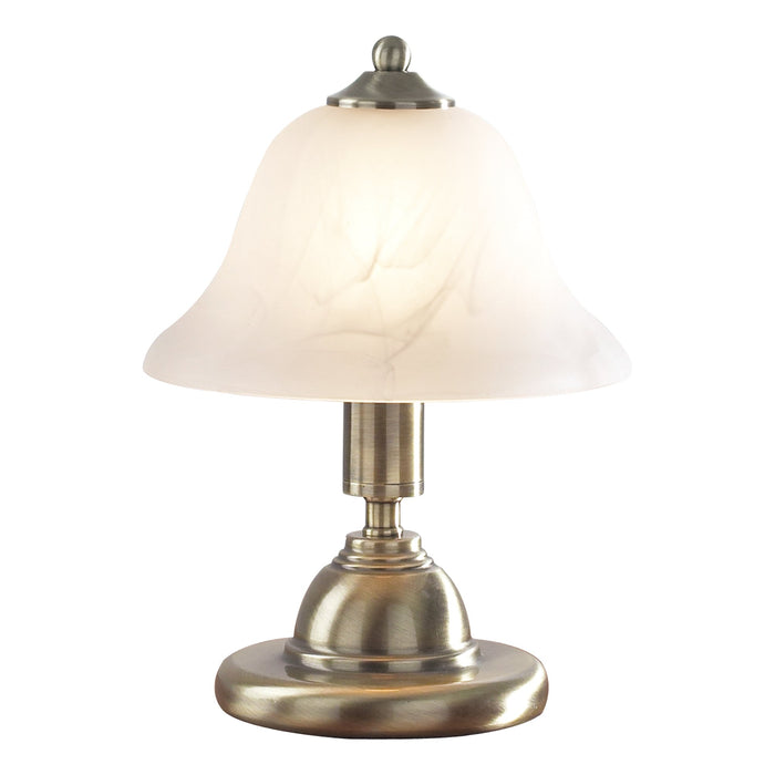 Dar Lighting Gloucester Touch Table Lamp Antique Brass & Glass Shade - Twin Pack • GLO4075