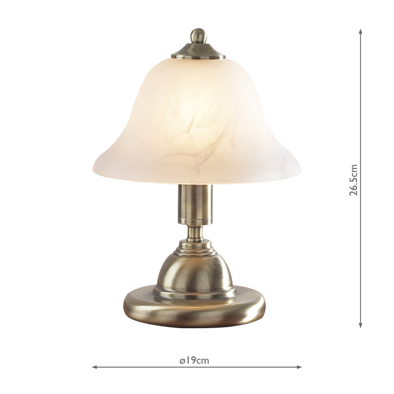 Dar Lighting Gloucester Touch Table Lamp Antique Brass & Glass Shade - Twin Pack • GLO4075