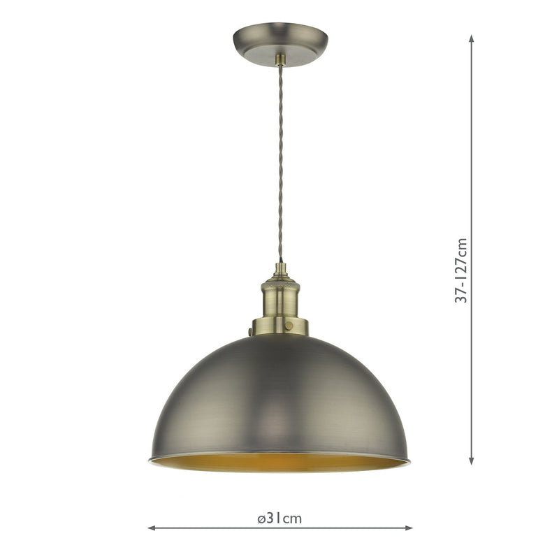 Dar Lighting Governor Pendant Antique Chrome Antique Brass • GOV0161