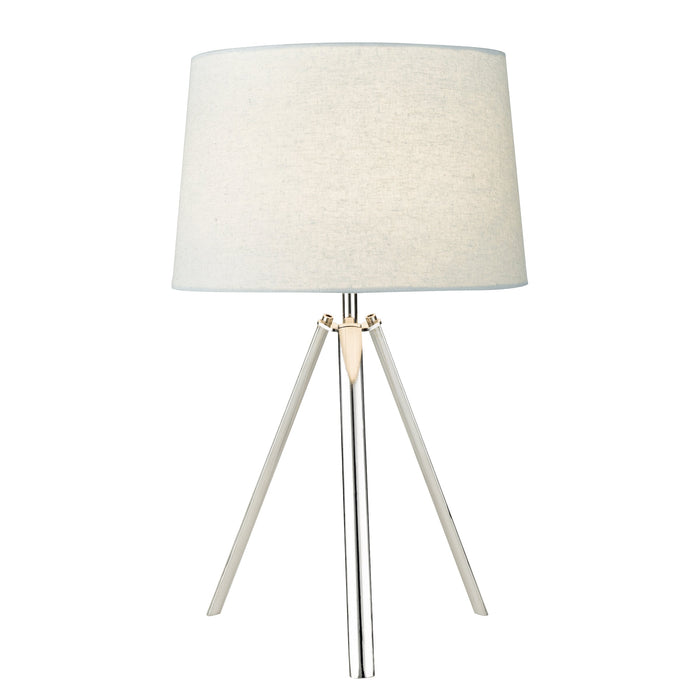 Dar Lighting Griffith Table Lamp Polished Chrome With Grey Linen Shade • GRI4250