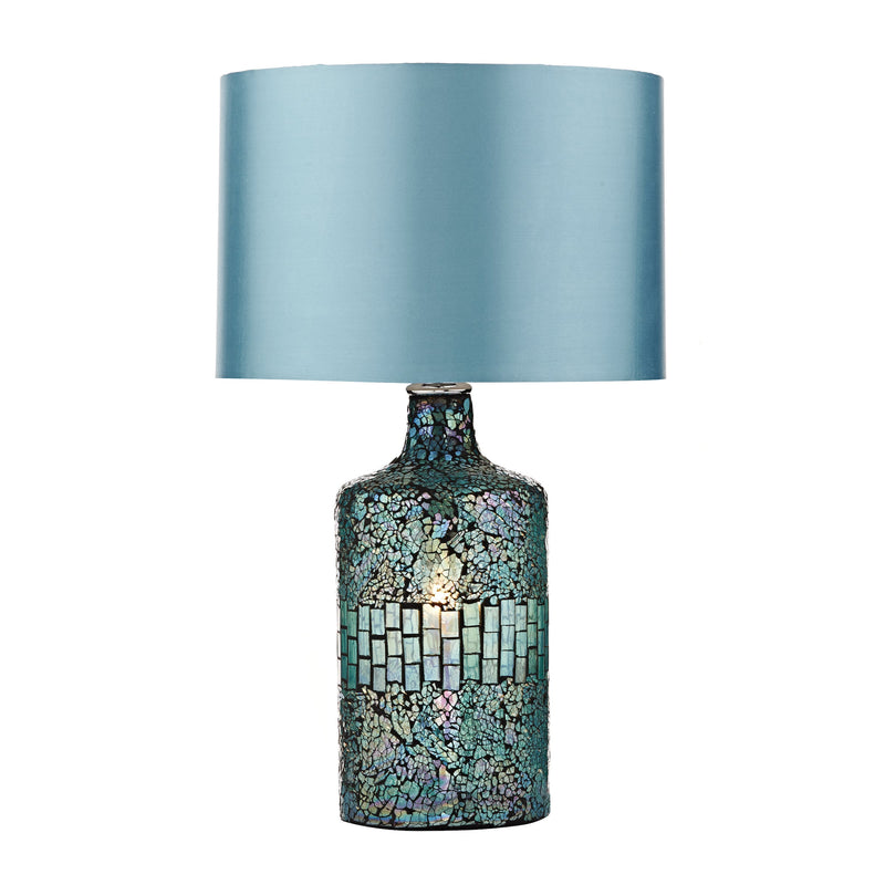 Dar Lighting Guru Table Lamp Blue Mosaic Dual Source With Shade • GUR4223
