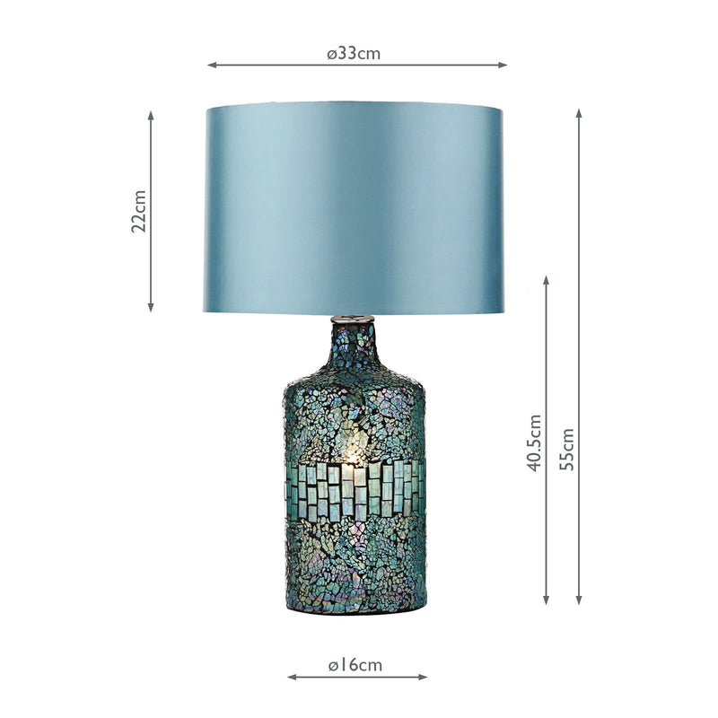 Dar Lighting Guru Table Lamp Blue Mosaic Dual Source With Shade • GUR4223