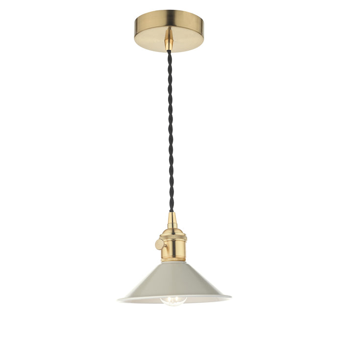 Dar Lighting Hadano 1 Light Pendant Natural Brass With Cashmere Shade • HAD0140-06