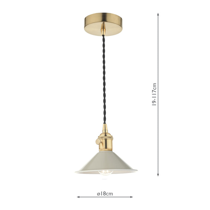 Dar Lighting Hadano 1 Light Pendant Natural Brass With Cashmere Shade • HAD0140-06