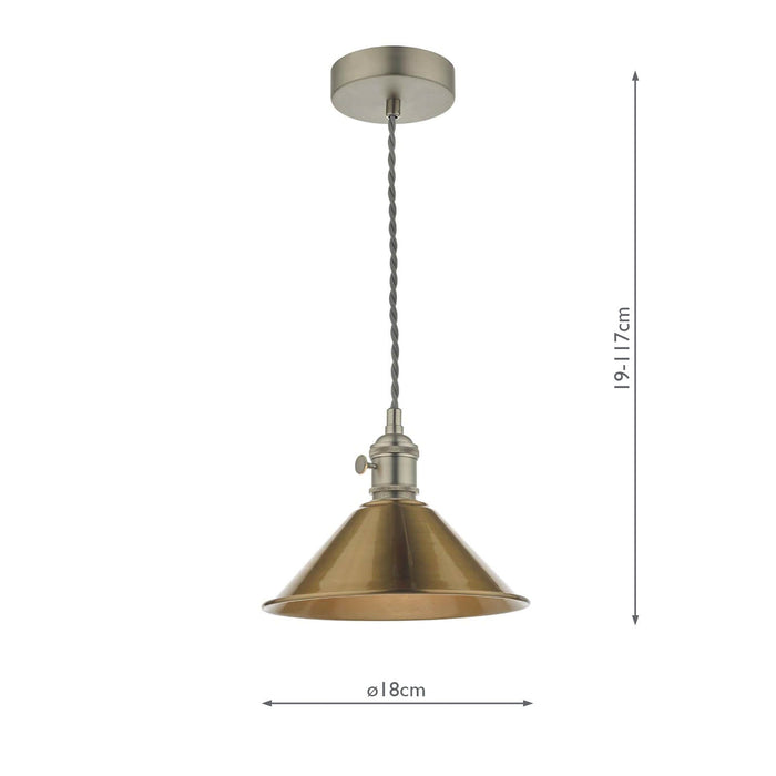 Dar Lighting Hadano Pendant Antique Chrome With Aged Brass Shade • HAD0161-01