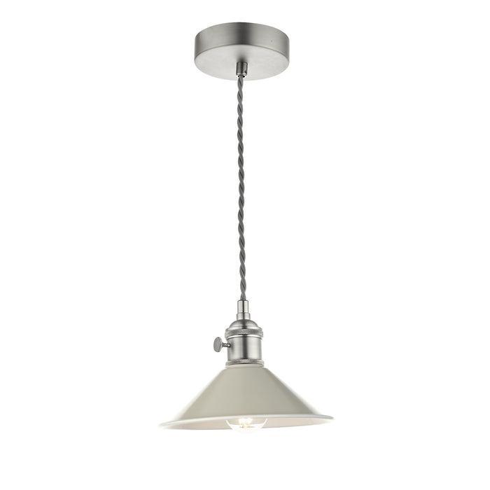 Dar Lighting Hadano 1 Light Pendant Antique Chrome With Cashmere Shade • HAD0161-06