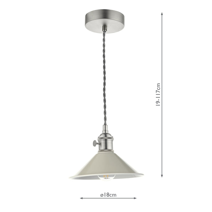 Dar Lighting Hadano 1 Light Pendant Antique Chrome With Cashmere Shade • HAD0161-06