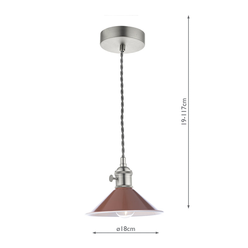 Dar Lighting Hadano 1 Light Pendant Antique Chrome With Umber Shade • HAD0161-08