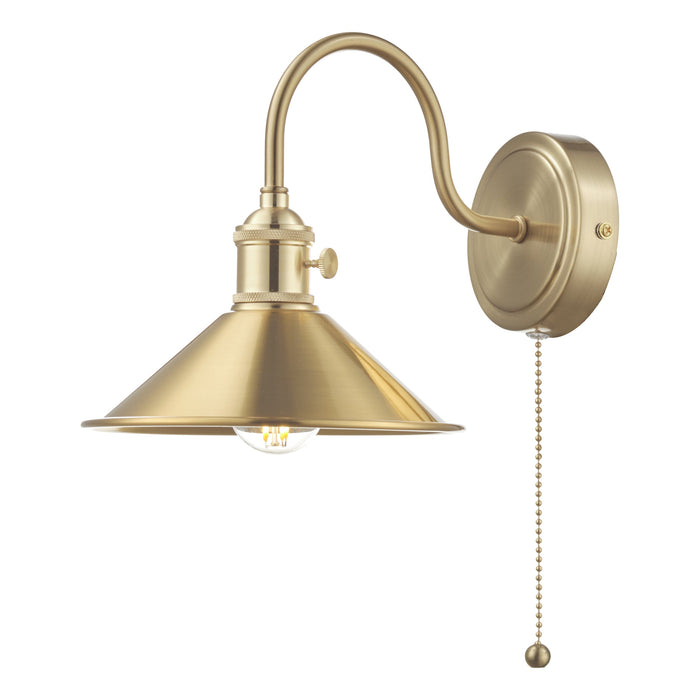 Dar Lighting Hadano Wall Light Brass With Brass Shade • HAD0740-01