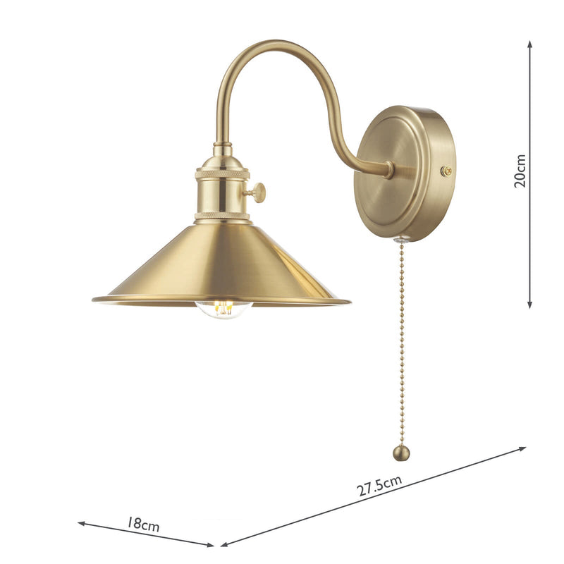 Dar Lighting Hadano Wall Light Brass With Brass Shade • HAD0740-01