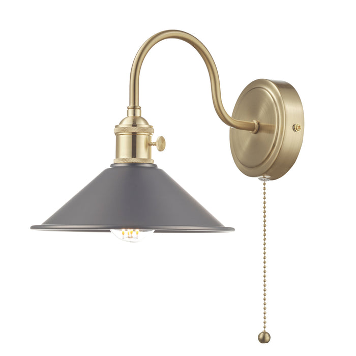 Dar Lighting Hadano Wall Light Brass With Antique Pewter Shade • HAD0740-02