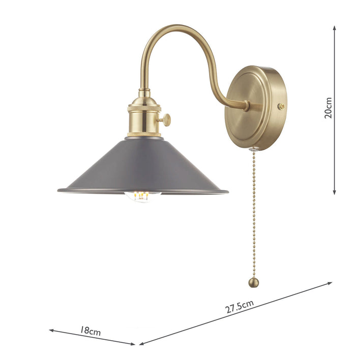 Dar Lighting Hadano Wall Light Brass With Antique Pewter Shade • HAD0740-02