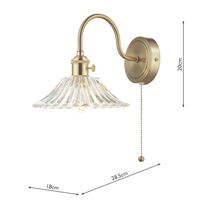 Dar Lighting Hadano Wall Light Brass With Clear Flared Glass Shade • HAD0740-04