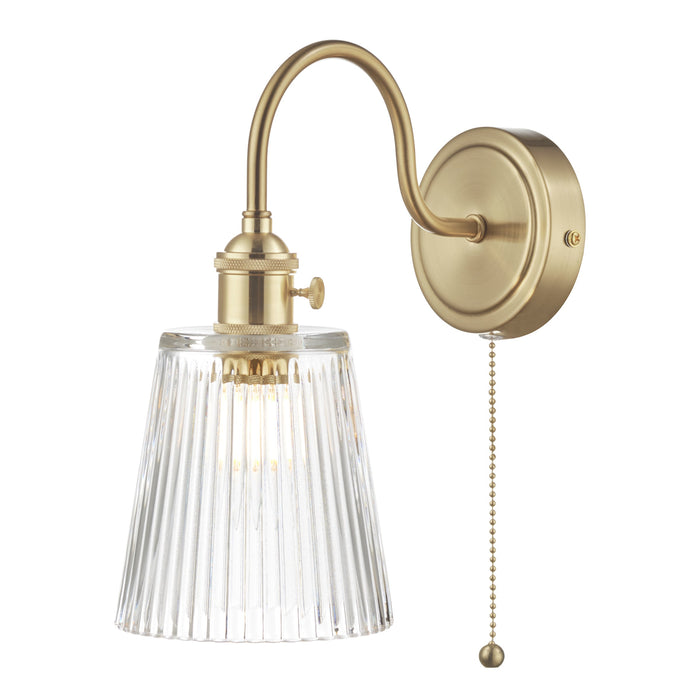 Dar Lighting Hadano Wall Light Brass With Clear Ribbed Glass Shade • HAD0740-05
