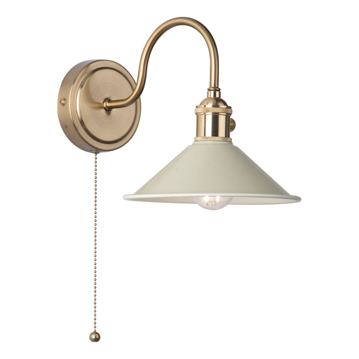 Dar Lighting Hadano Wall Light Natural Brass With Cashmere Shade • HAD0740-06