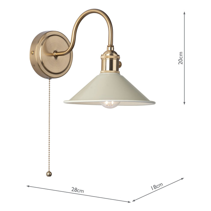 Dar Lighting Hadano Wall Light Natural Brass With Cashmere Shade • HAD0740-06