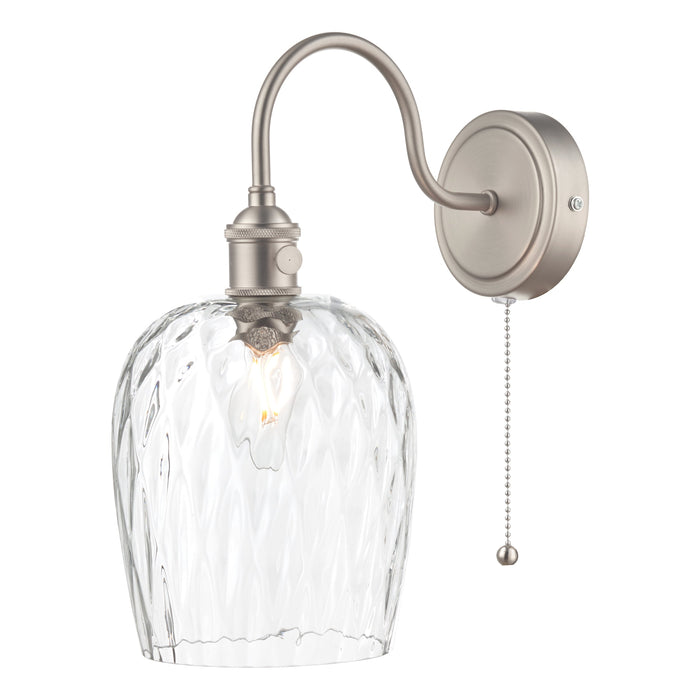 Dar Lighting Hadano Wall Light Antique Chrome With Clear Dimpled Glass Shade • HAD0761-03