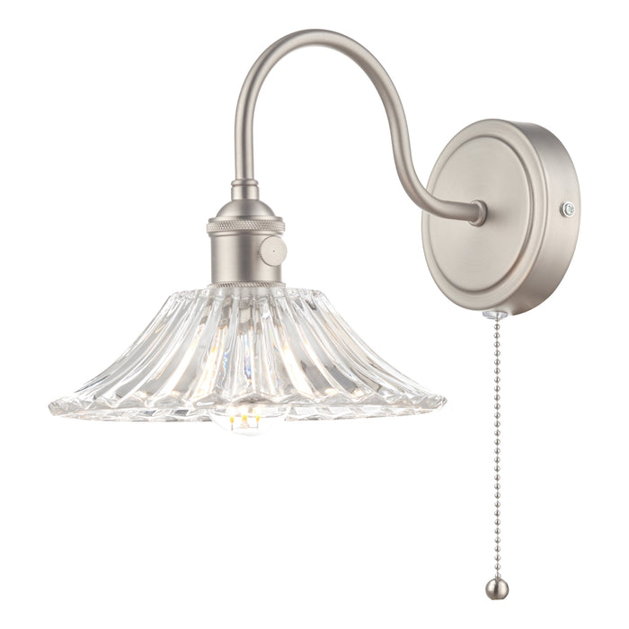 Dar Lighting Hadano Wall Light Antique Chrome With Clear Flared Glass shade • HAD0761-04