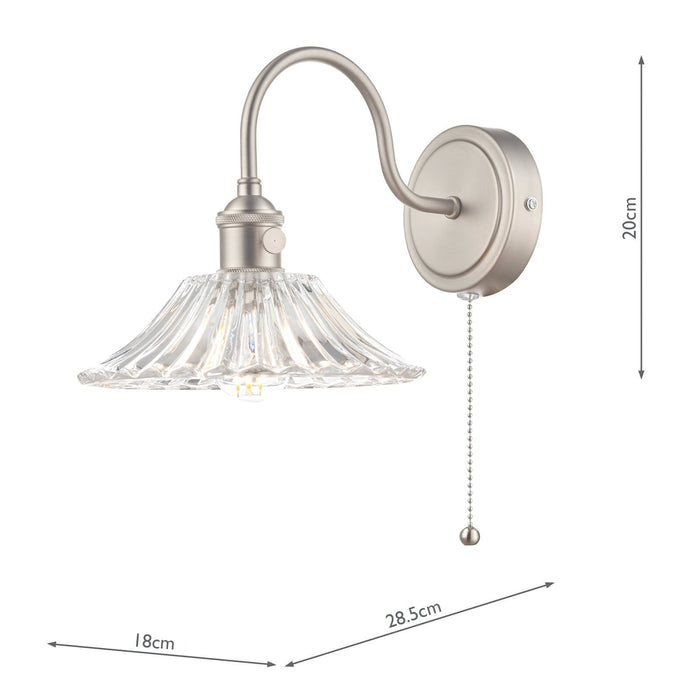 Dar Lighting Hadano Wall Light Antique Chrome With Clear Flared Glass shade • HAD0761-04