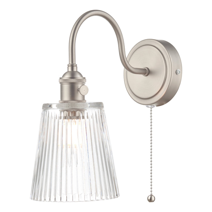 Dar Lighting Hadano Wall Light Antique Chrome With Clear Ribbed Glass Shade • HAD0761-05