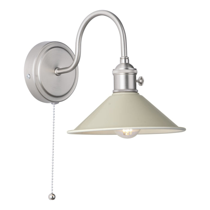 Dar Lighting Hadano Wall Light Antique Chrome With Cashmere Shade • HAD0761-06