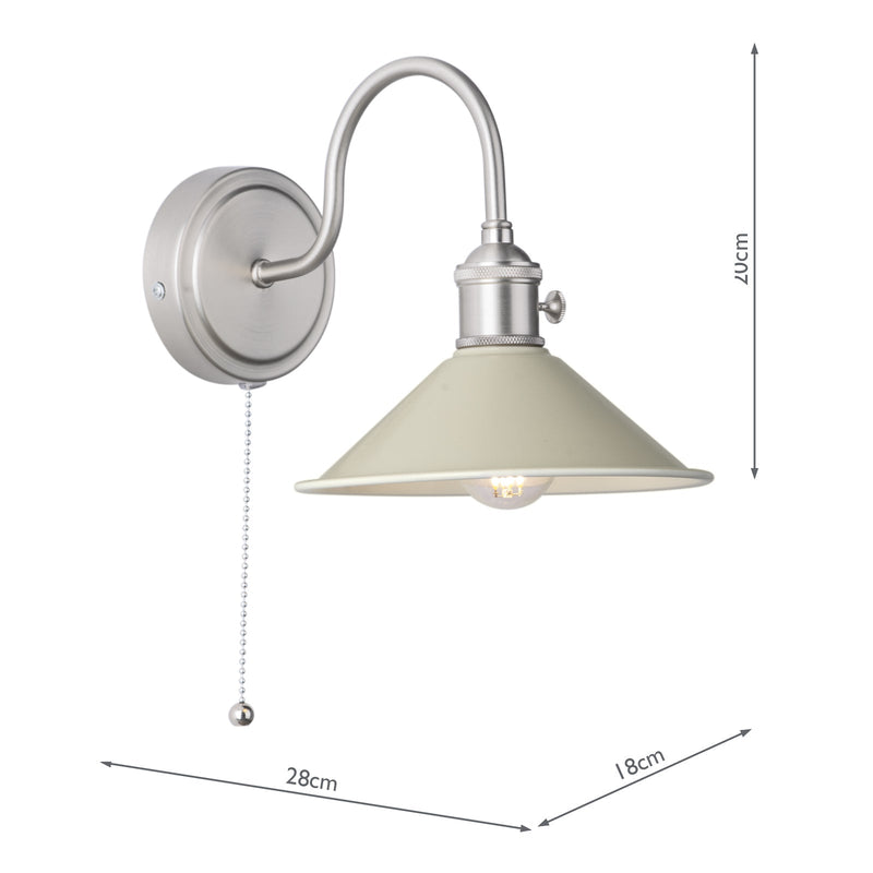 Dar Lighting Hadano Wall Light Antique Chrome With Cashmere Shade • HAD0761-06