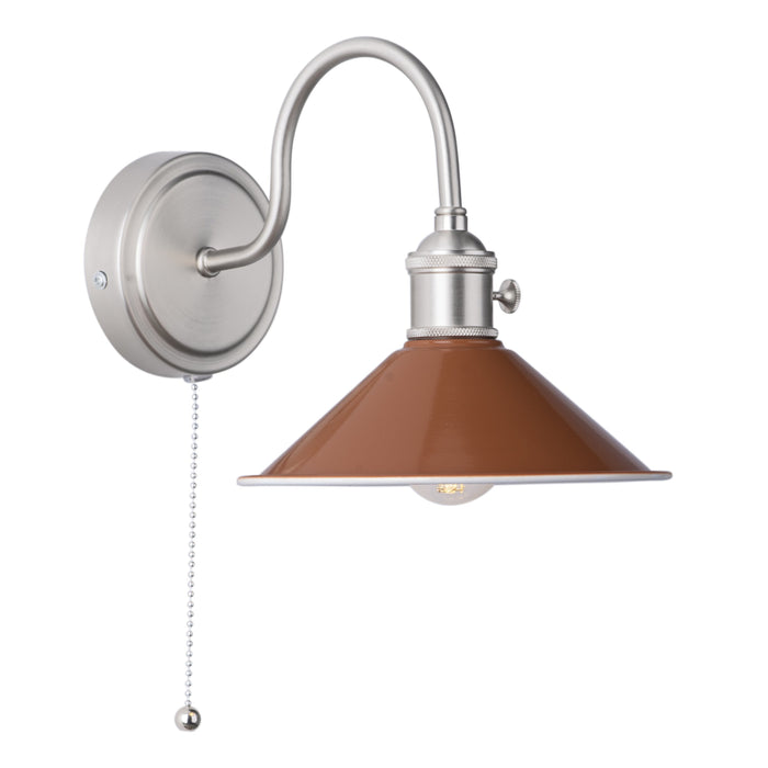 Dar Lighting Hadano Wall Light Antique Chrome With Umber Shade • HAD0761-08