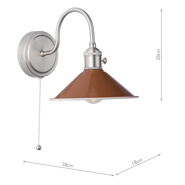 Dar Lighting Hadano Wall Light Antique Chrome With Umber Shade • HAD0761-08