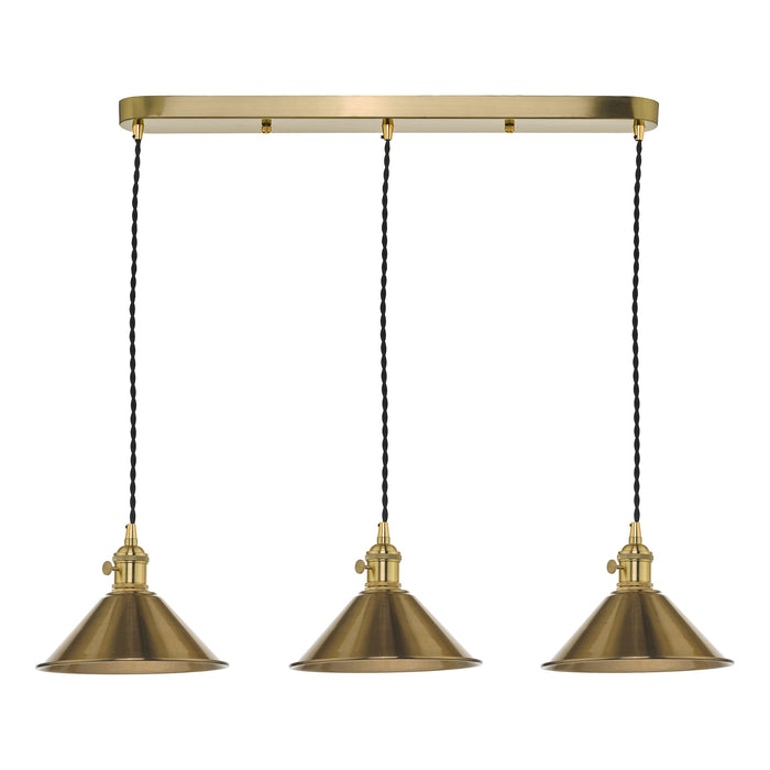 Dar Lighting Hadano 3 Light Brass Suspension With Aged Brass Shades • HAD3640-01