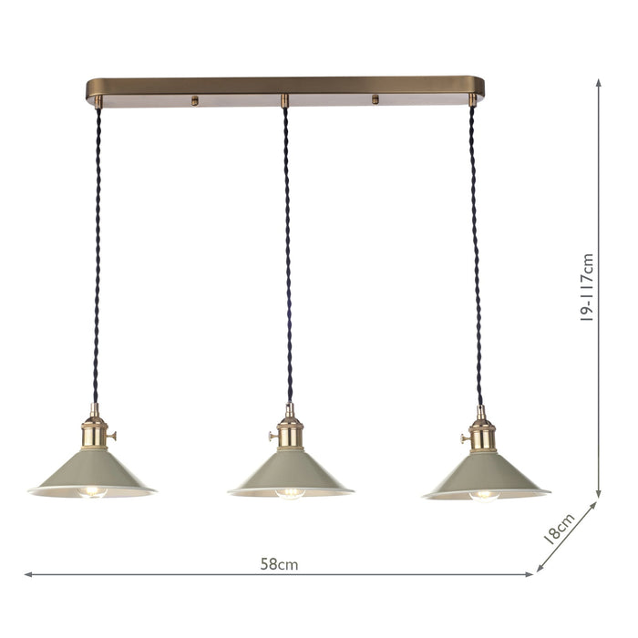 Dar Lighting Hadano 3 Light Brass Suspension With Cashmere Shades • HAD3640-06