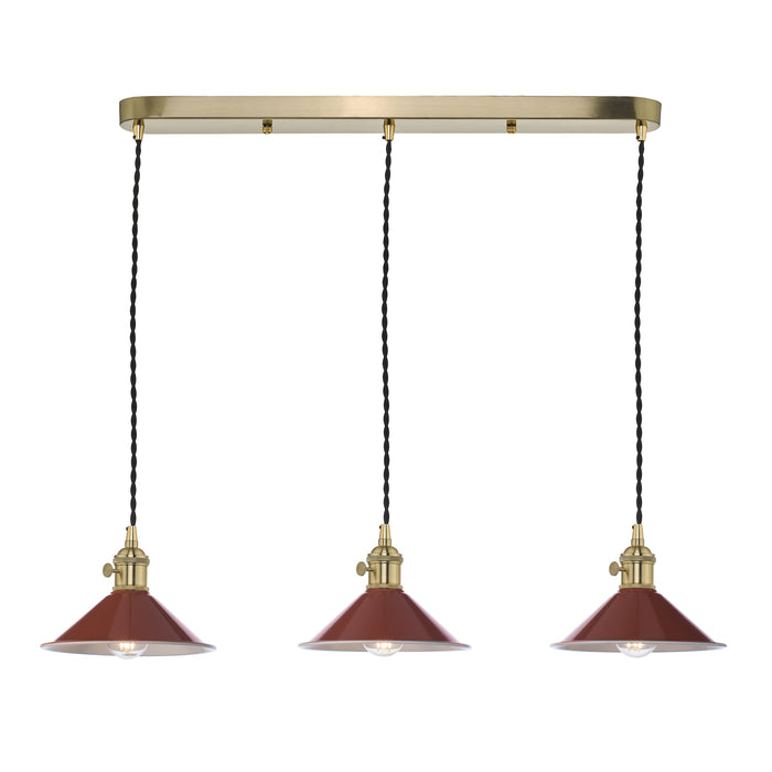 Dar Lighting Hadano 3 Light Brass Suspension With Umber Shades • HAD3640-08