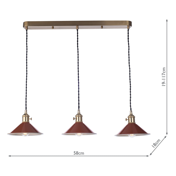 Dar Lighting Hadano 3 Light Brass Suspension With Umber Shades • HAD3640-08