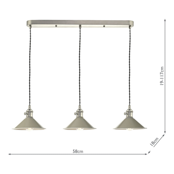 Dar Lighting Hadano 3 Light Antique Chrome Suspension With Cashmere Shades • HAD3661-06