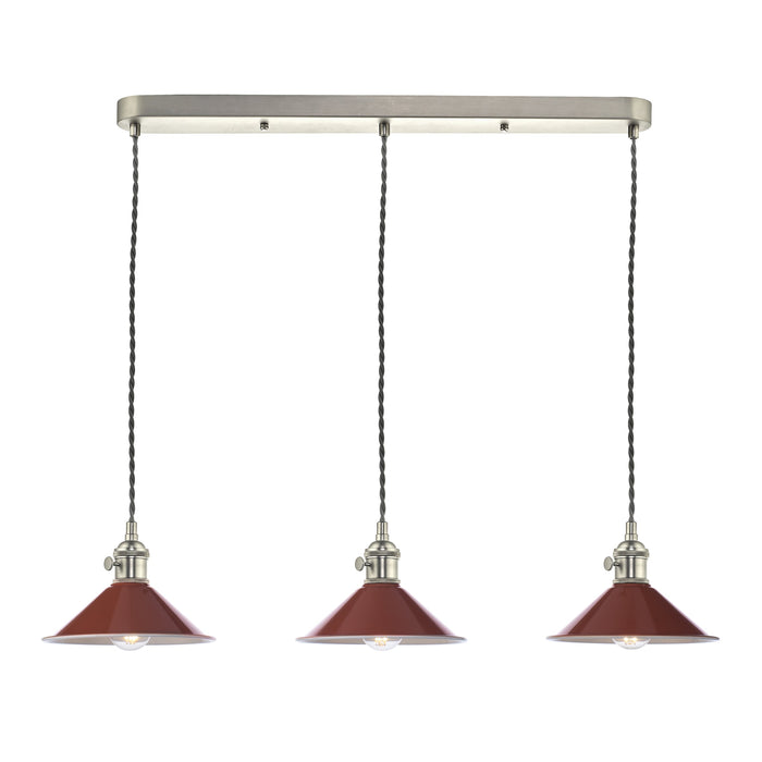 Dar Lighting Hadano 3 Light Antique Chrome Suspension With Umber Shades • HAD3661-08