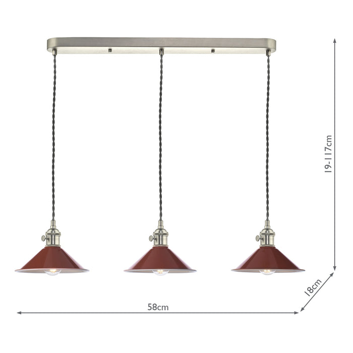 Dar Lighting Hadano 3 Light Antique Chrome Suspension With Umber Shades • HAD3661-08