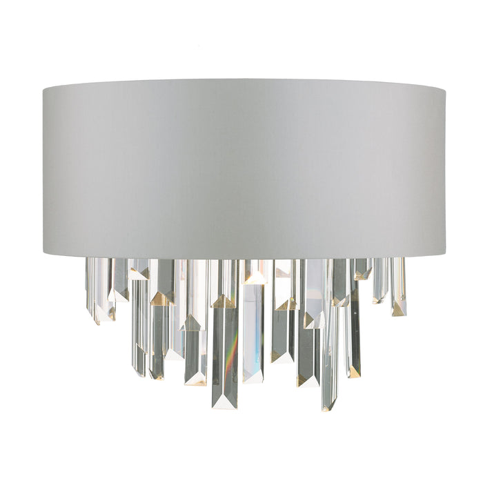 Dar Lighting Halle 2 Light Wall Light Grey Shade & Crystal • HAL0939