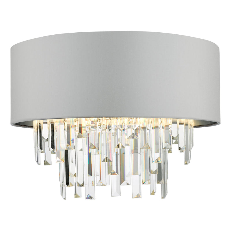 Dar Lighting Halle 4 Light Flush Grey Shade Crystal • HAL5439
