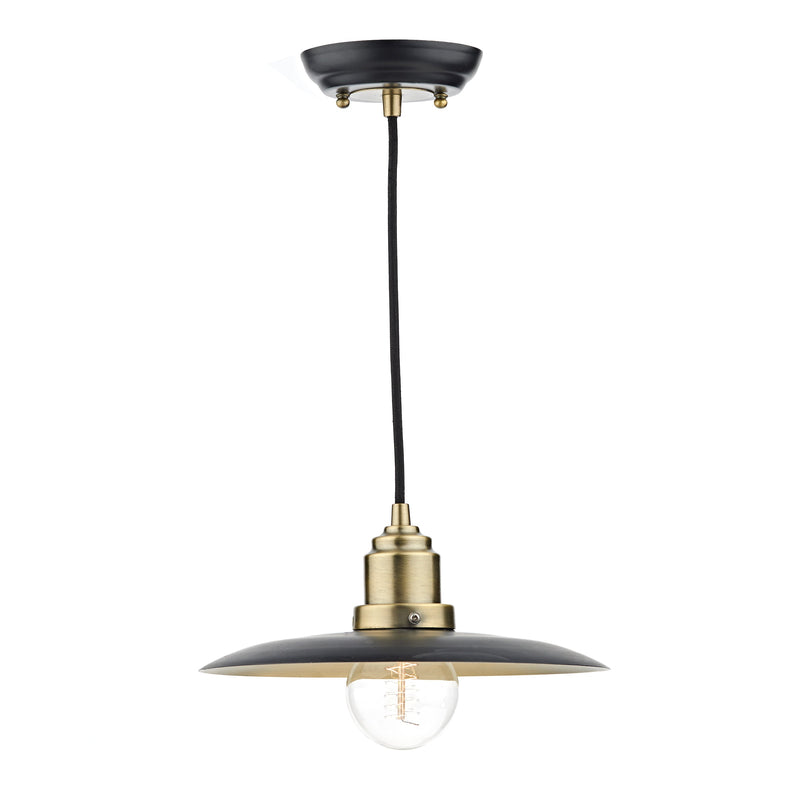 Dar Lighting Hannover 1 Light Pendant Black Antique Brass • HAN0154