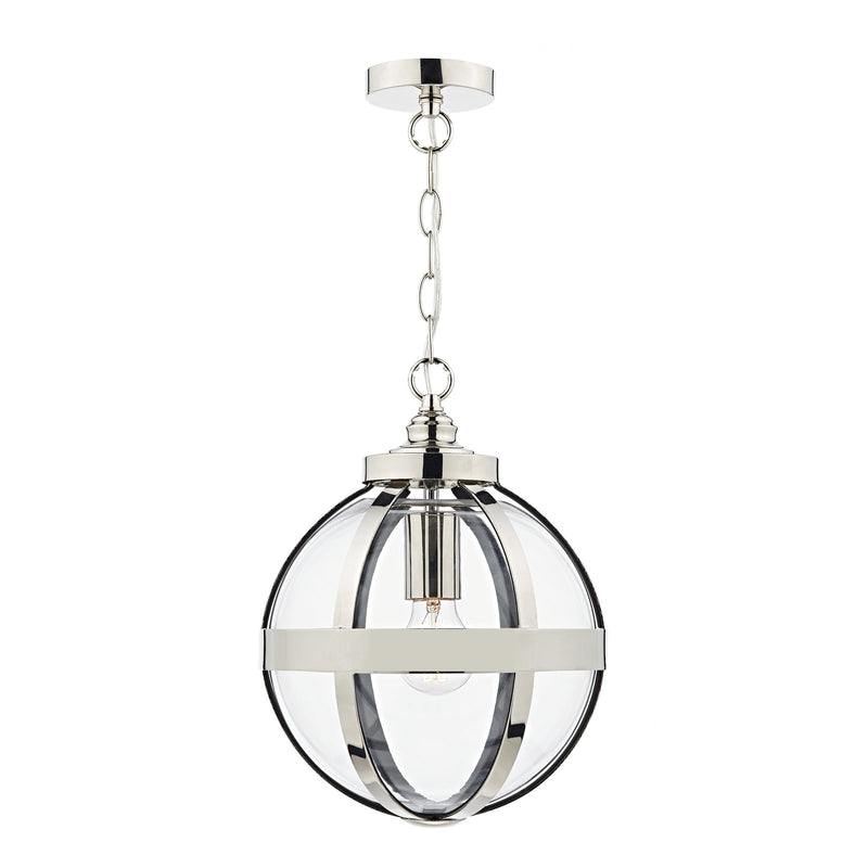 Dar Lighting Heath 1 Light Pendant Polished Nickel • HEA0138